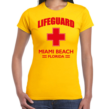 Lifeguard t-shirt / shirt Lifeguard Miami Beach Florida yellow for women