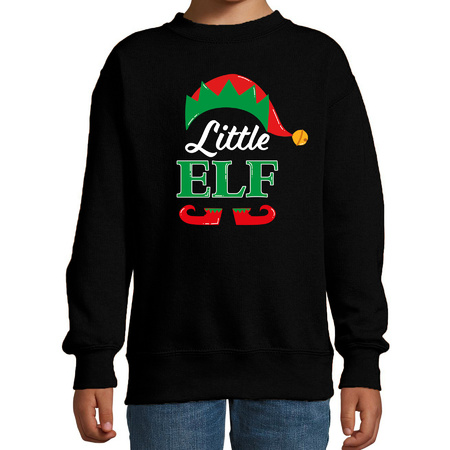 Little elf Kerstsweater / Kersttrui zwart voor kinderen