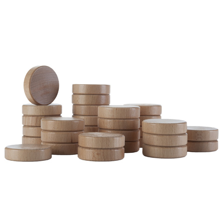 Shuffleboard discs beech wood 30 pieces