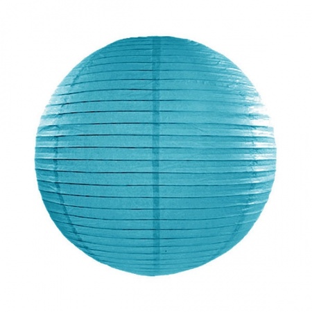Lampionstokje 39 cm - met lampion - turquoise blauw - D25 cm