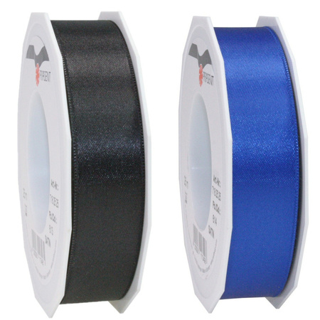 Luxery satin ribbon 2.5cm x 25m - black and blue