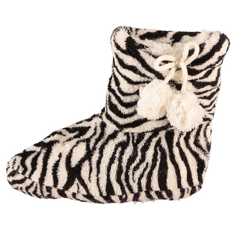 Pluche black & white zebra slipper
