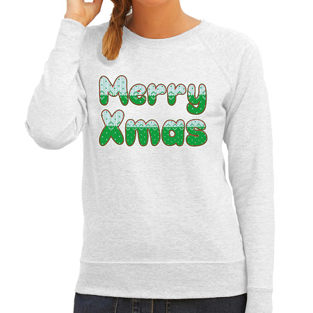 Christmas sweater Merry xmas grey for women