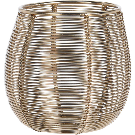 Metal design thealights windlight holder gold 9,5 cm