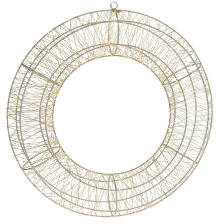 Metal luminous christmas ring with warm white light 58 cm