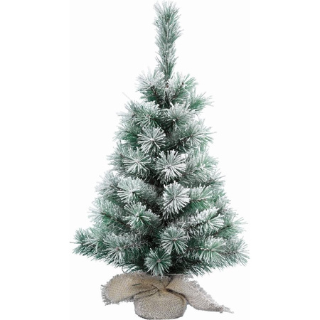 Artificial christmas tree with snow 35 cm including 20 multi-color lights