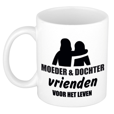 Moeder en dochter cadeau koffiemok / theebeker wit 330 ml - Cadeau mokken / Moederdag