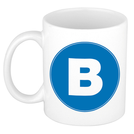 Letter B blue print coffee mug / tea cup 300 ml