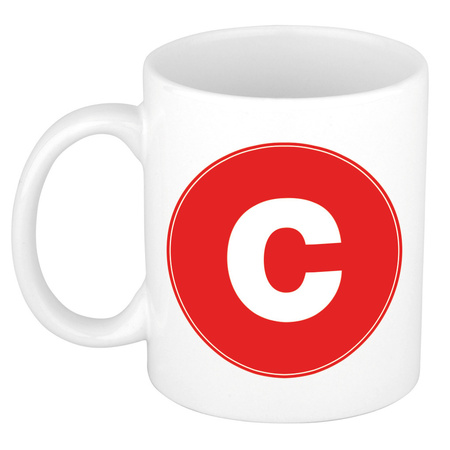 Letter C red print coffee mug / tea cup 300 ml