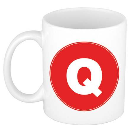 Letter Q red print coffee mug / tea cup 300 ml