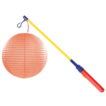 Set Peach color lantern and stick 40 cm