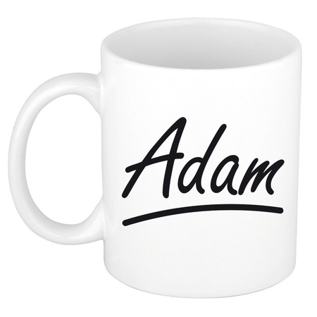 Naam cadeau mok / beker Adam met sierlijke letters 300 ml