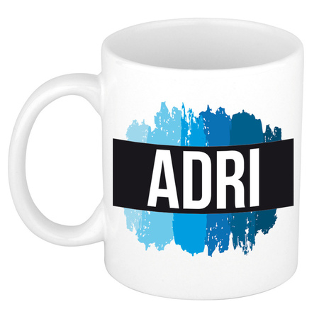 Name mug Adri with blue paint marks  300 ml