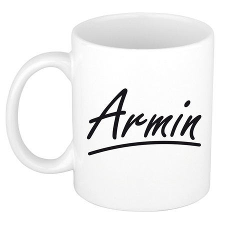Naam cadeau mok / beker Armin met sierlijke letters 300 ml