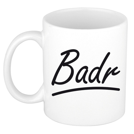Name mug Badr with elegant letters 300 ml