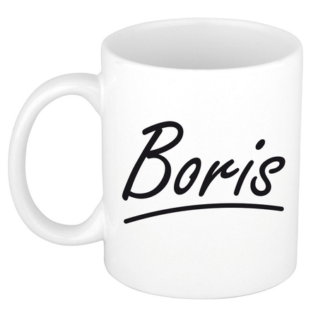 Naam cadeau mok / beker Boris met sierlijke letters 300 ml