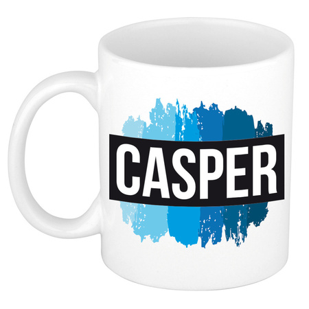Name mug Casper with blue paint marks  300 ml