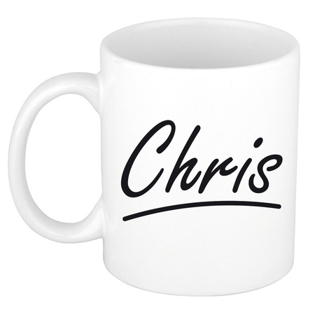 Name mug Chris with elegant letters 300 ml