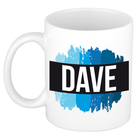 Name mug Dave with blue paint marks  300 ml