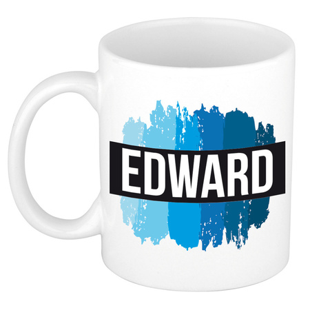 Name mug Edward with blue paint marks  300 ml