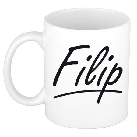 Name mug Filip with elegant letters 300 ml