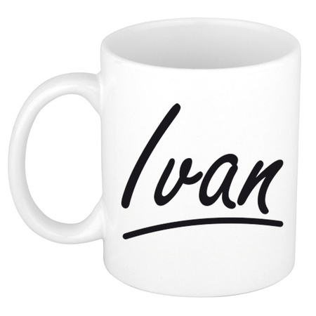 Name mug Ivan with elegant letters 300 ml