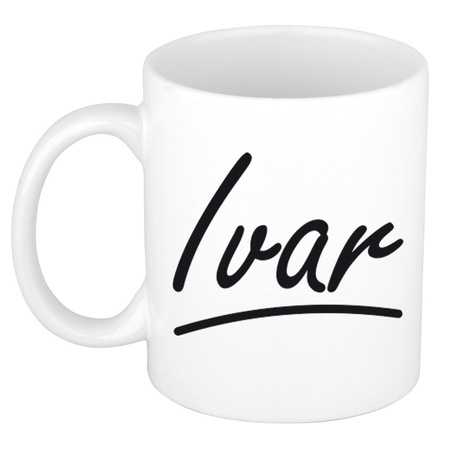 Name mug Ivar with elegant letters 300 ml