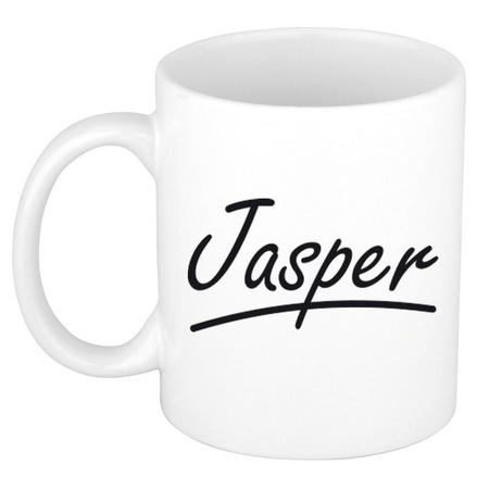 Naam cadeau mok / beker Jasper met sierlijke letters 300 ml