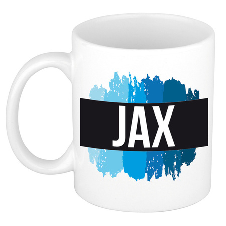 Name mug Jax with blue paint marks  300 ml