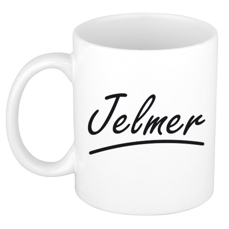 Naam cadeau mok / beker Jelmer met sierlijke letters 300 ml
