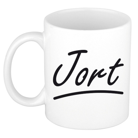 Name mug Jort with elegant letters 300 ml