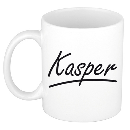 Name mug Kasper with elegant letters 300 ml
