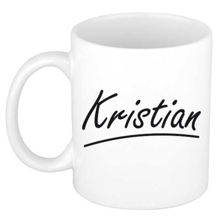 Name mug Kristian with elegant letters 300 ml