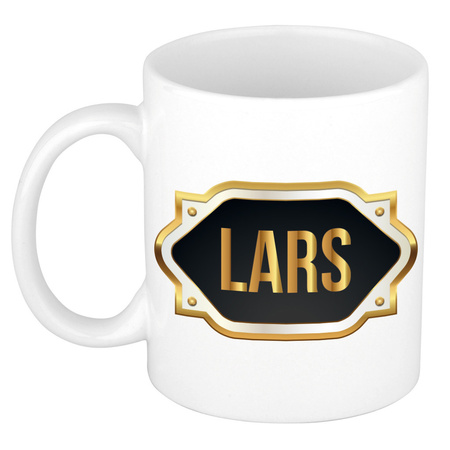 Name mug Lars with golden emblem 300 ml