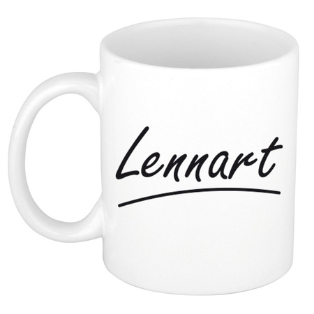 Naam cadeau mok / beker Lennart met sierlijke letters 300 ml