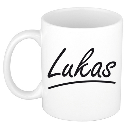Name mug Lukas with elegant letters 300 ml