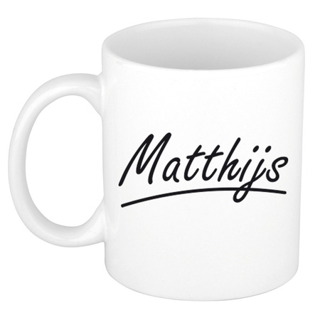 Name mug Matthijs with elegant letters 300 ml