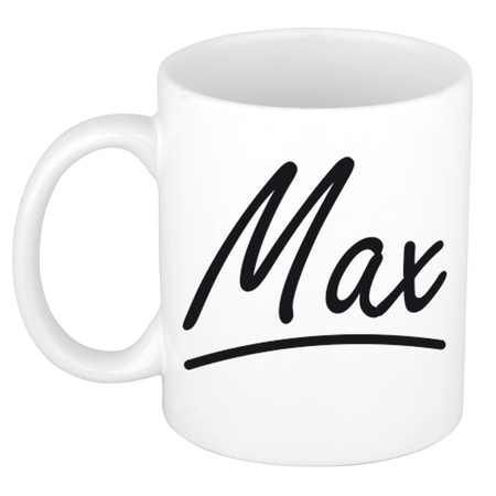 Naam cadeau mok / beker Max met sierlijke letters 300 ml
