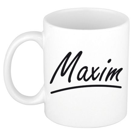 Naam cadeau mok / beker Maxim met sierlijke letters 300 ml