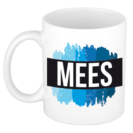 Name mug Mees with blue paint marks  300 ml
