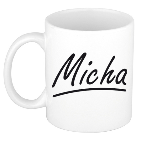 Name mug Micha with elegant letters 300 ml