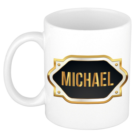 Name mug Michael with golden emblem 300 ml