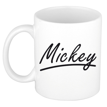 Naam cadeau mok / beker Mickey met sierlijke letters 300 ml