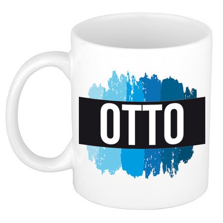 Name mug Otto with blue paint marks  300 ml