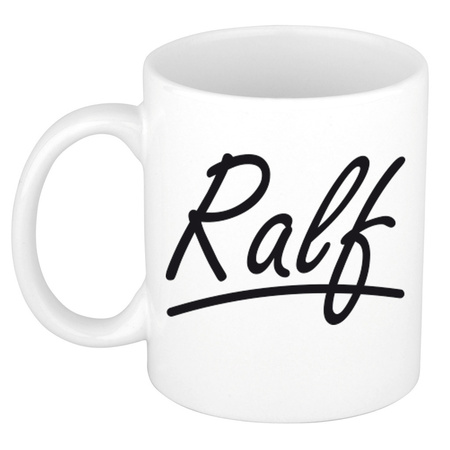Naam cadeau mok / beker Ralf met sierlijke letters 300 ml