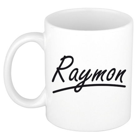 Naam cadeau mok / beker Raymon met sierlijke letters 300 ml