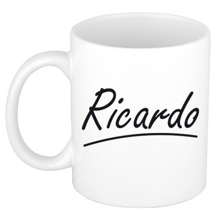 Naam cadeau mok / beker Ricardo met sierlijke letters 300 ml