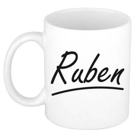 Name mug Ruben with elegant letters 300 ml