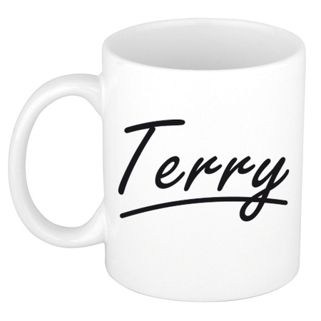 Naam cadeau mok / beker Terry met sierlijke letters 300 ml