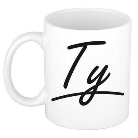 Name mug Ty with elegant letters 300 ml